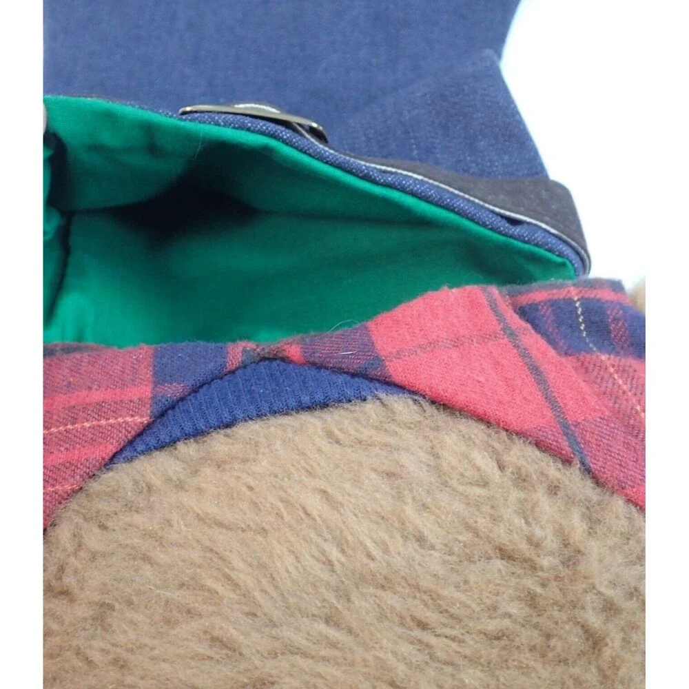 Christmas Stocking Denim 3D Bear Plush Head Vintage 20